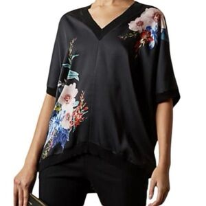 Ted Baker London Black Floral Print Top